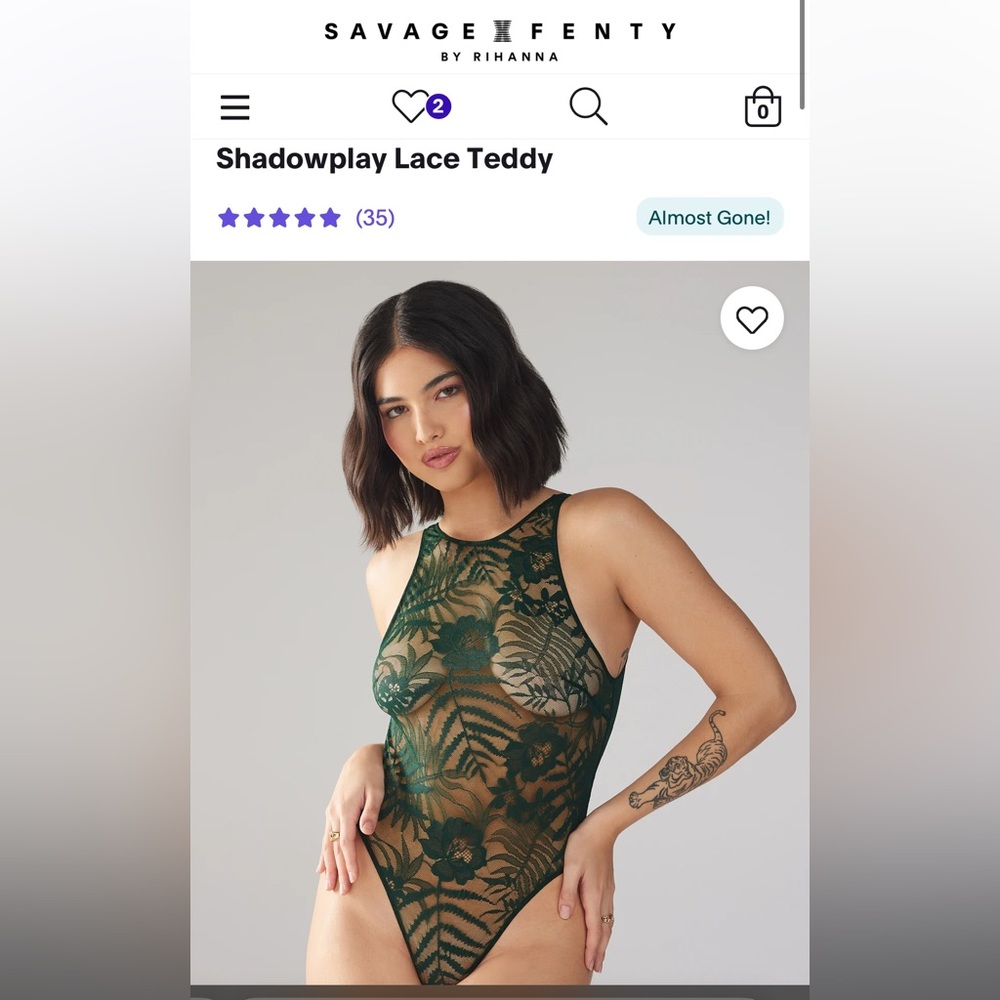 NWT Green Shadowplay Lace Teddy by SavageXfenty